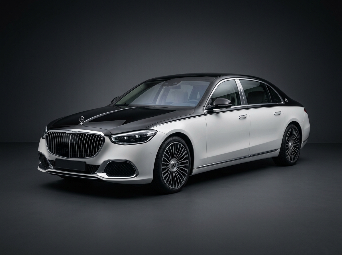 Mercedes-Maybach S-Class chauffeur hire London — two-tone luxury saloon